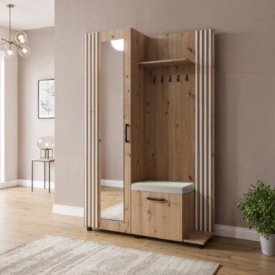 Masseno Garderoba ARMADIO 137/207/42 cm do Przedpokoju Nowoczesna Dąb Artisan