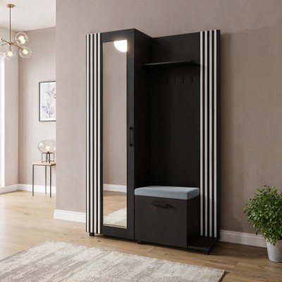 Masseno Garderoba ARMADIO 137/207/42 cm do Przedpokoju Nowoczesna Czarna