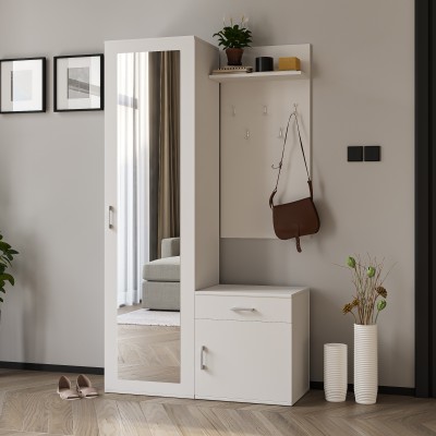 Masseno Garderoba VENTO 100/180,5/35 cm do Przedpokoju Nowoczesna Biała