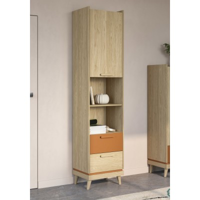 Masseno Regał ACARA do Salonu Szafka Półka na Książki 215x50x40 cm Dąb