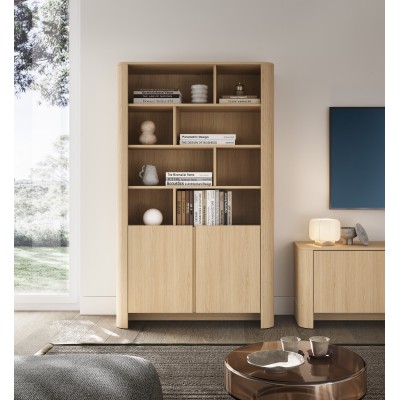 Masseno Regał AVORIO do Salonu Szafka Półka na Książki 160x103x39 cm Dąb