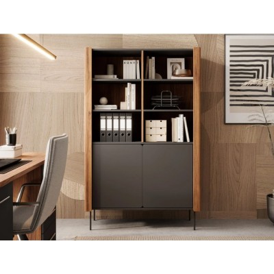 Masseno Regał AVVOLGERE do Salonu Szafka Półka na Książki 167x105x39 cm Orzech