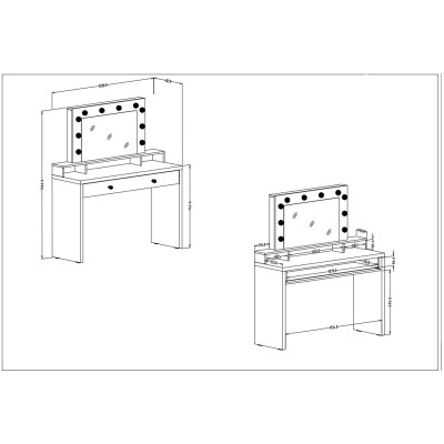 Toaletka ISOLA z Szufladami Nowoczesna Biurko do Makijażu