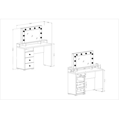 Toaletka BREZZA z Szufladami Nowoczesna Biurko do Makijażu
