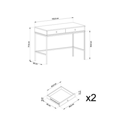Toaletka MONDO z Szufladami Nowoczesna Biurko do Makijażu