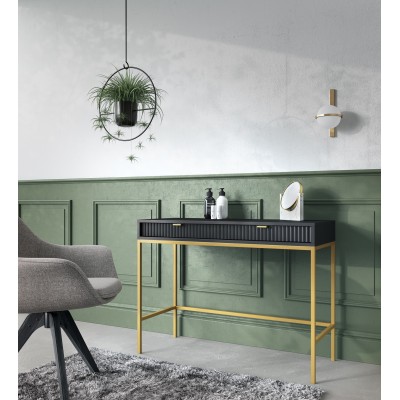 Masseno Toaletka do Sypialni STELLARE z Szufladami Nowoczesna Biurko do Makijażu Czarna