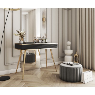 Masseno Toaletka do Sypialni VENEZIA z Szufladami Nowoczesna Biurko do Makijażu Czarna