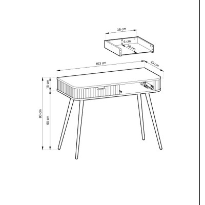 Toaletka ZENZERO z Szufladami Nowoczesna Biurko do Makijażu