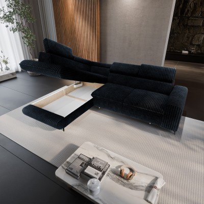 Narożnik VELISS – Tkanina sztruksowa – kolor: Tilia