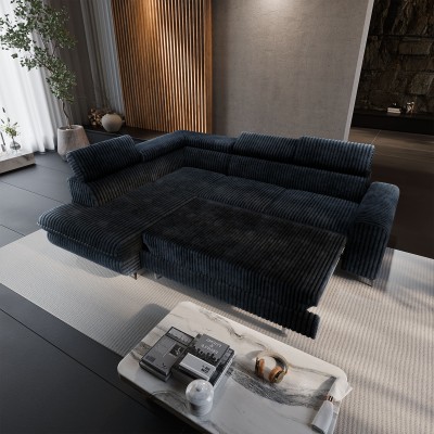 Narożnik VELISS – Tkanina sztruksowa – kolor: Tilia