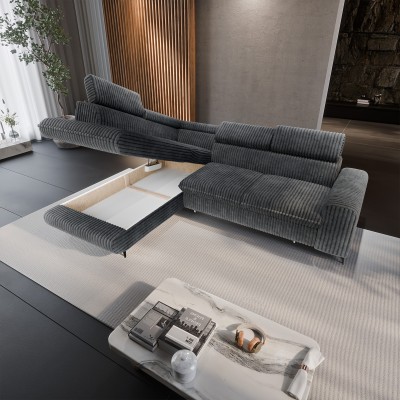 Narożnik VELISS – Tkanina sztruksowa – kolor: Tilia