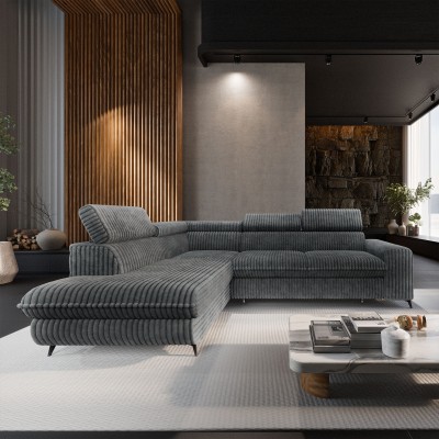 Narożnik VELISS – Tkanina sztruksowa – kolor: Tilia