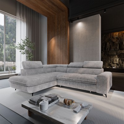 Narożnik VELISS – Tkanina sztruksowa – kolor: Tilia