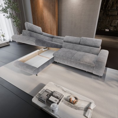 Narożnik VELISS – Tkanina sztruksowa – kolor: Tilia