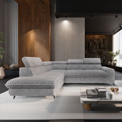 Narożnik VELISS – Tkanina sztruksowa – kolor: Tilia