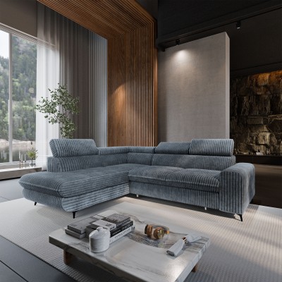 Narożnik VELISS – Tkanina sztruksowa – kolor: Tilia