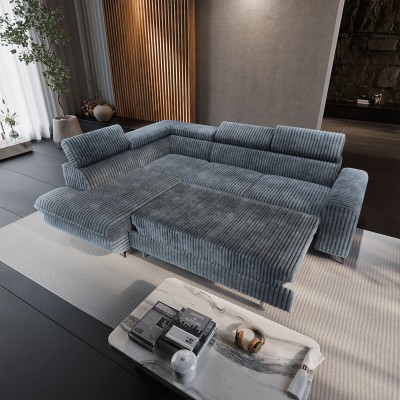 Narożnik VELISS – Tkanina sztruksowa – kolor: Tilia