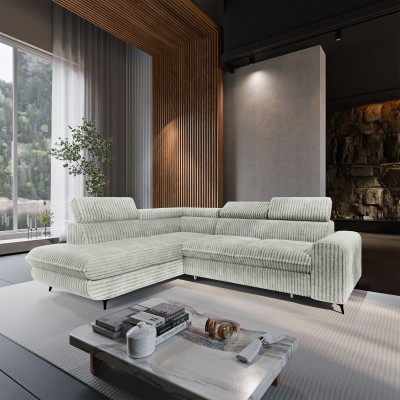 Narożnik VELISS – Tkanina sztruksowa – kolor: Tilia