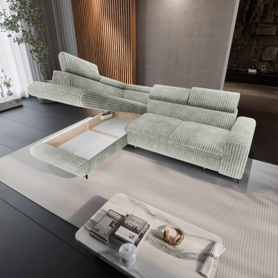 Narożnik VELISS – Tkanina sztruksowa – kolor: Tilia