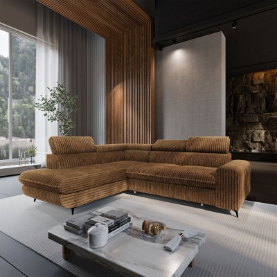 Narożnik VELISS – Tkanina sztruksowa – kolor: Tilia