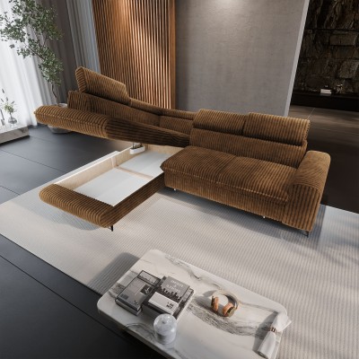 Narożnik VELISS – Tkanina sztruksowa – kolor: Tilia