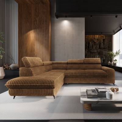 Narożnik VELISS – Tkanina sztruksowa – kolor: Tilia