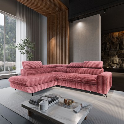 Narożnik VELISS – Tkanina sztruksowa – kolor: Tilia