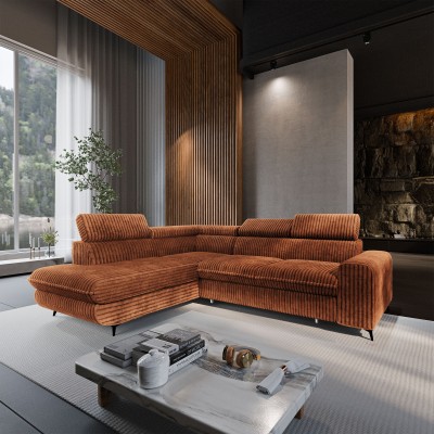 Narożnik VELISS – Tkanina sztruksowa – kolor: Tilia