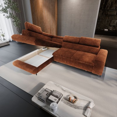 Narożnik VELISS – Tkanina sztruksowa – kolor: Tilia