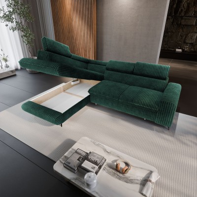 Narożnik VELISS – Tkanina sztruksowa – kolor: Tilia