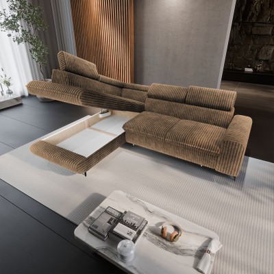 Narożnik VELISS – Tkanina sztruksowa – kolor: Tilia