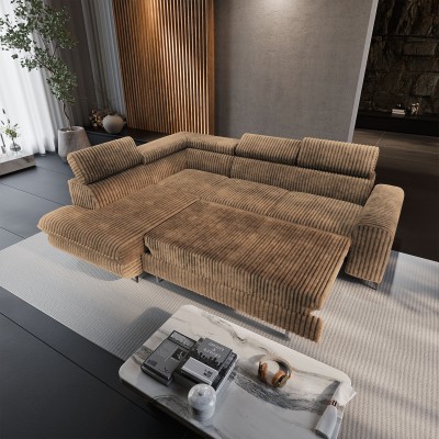 Narożnik VELISS – Tkanina sztruksowa – kolor: Tilia