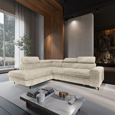 Narożnik VELISS – Tkanina sztruksowa – kolor: Tilia