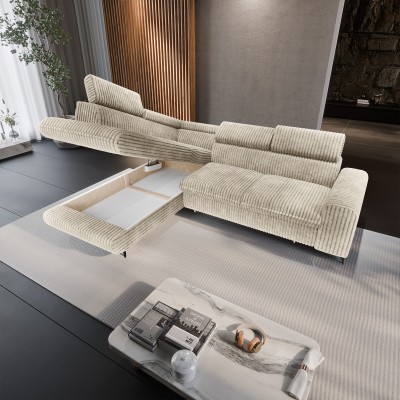 Narożnik VELISS – Tkanina sztruksowa – kolor: Tilia