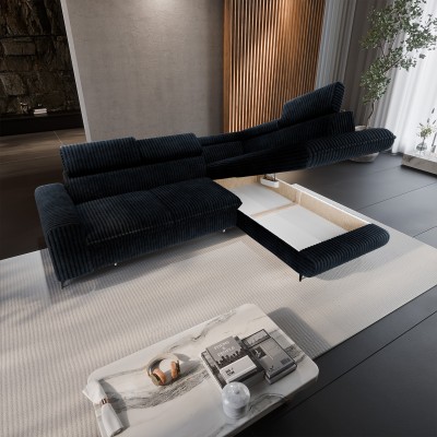 Narożnik VELISS – Tkanina sztruksowa – kolor: Tilia