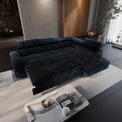 Narożnik VELISS – Tkanina sztruksowa – kolor: Tilia