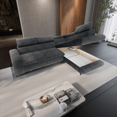 Narożnik VELISS – Tkanina sztruksowa – kolor: Tilia