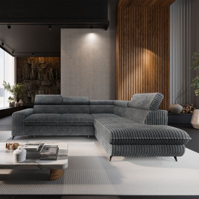 Narożnik VELISS – Tkanina sztruksowa – kolor: Tilia