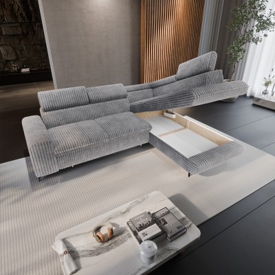 Narożnik VELISS – Tkanina sztruksowa – kolor: Tilia