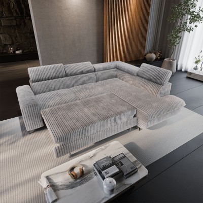 Narożnik VELISS – Tkanina sztruksowa – kolor: Tilia