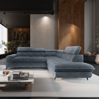 Narożnik VELISS – Tkanina sztruksowa – kolor: Tilia