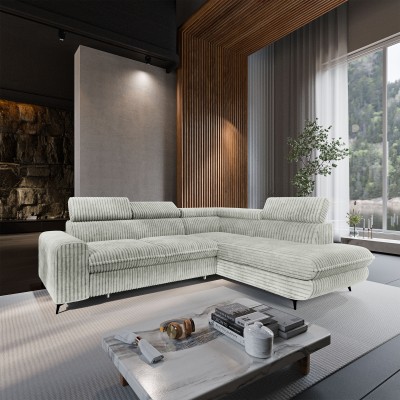 Narożnik VELISS – Tkanina sztruksowa – kolor: Tilia