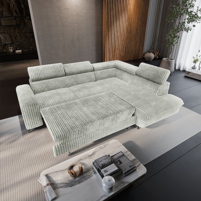 Narożnik VELISS – Tkanina sztruksowa – kolor: Tilia