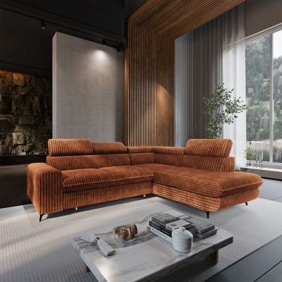 Narożnik VELISS – Tkanina sztruksowa – kolor: Tilia