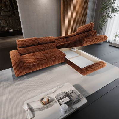 Narożnik VELISS – Tkanina sztruksowa – kolor: Tilia