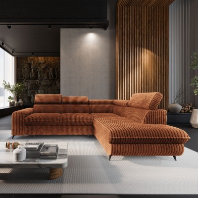 Narożnik VELISS – Tkanina sztruksowa – kolor: Tilia