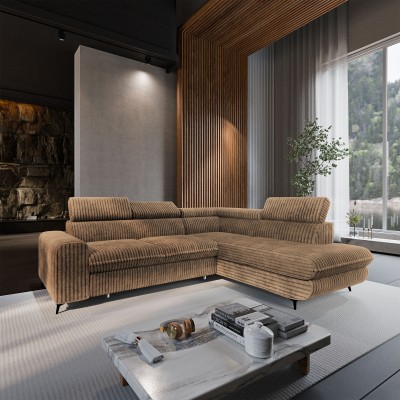 Narożnik VELISS – Tkanina sztruksowa – kolor: Tilia