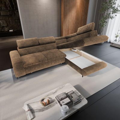 Narożnik VELISS – Tkanina sztruksowa – kolor: Tilia