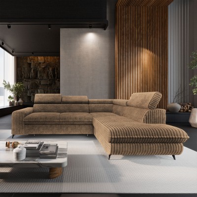 Narożnik VELISS – Tkanina sztruksowa – kolor: Tilia