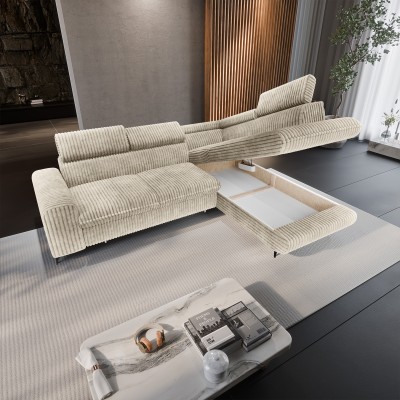 Narożnik VELISS – Tkanina sztruksowa – kolor: Tilia